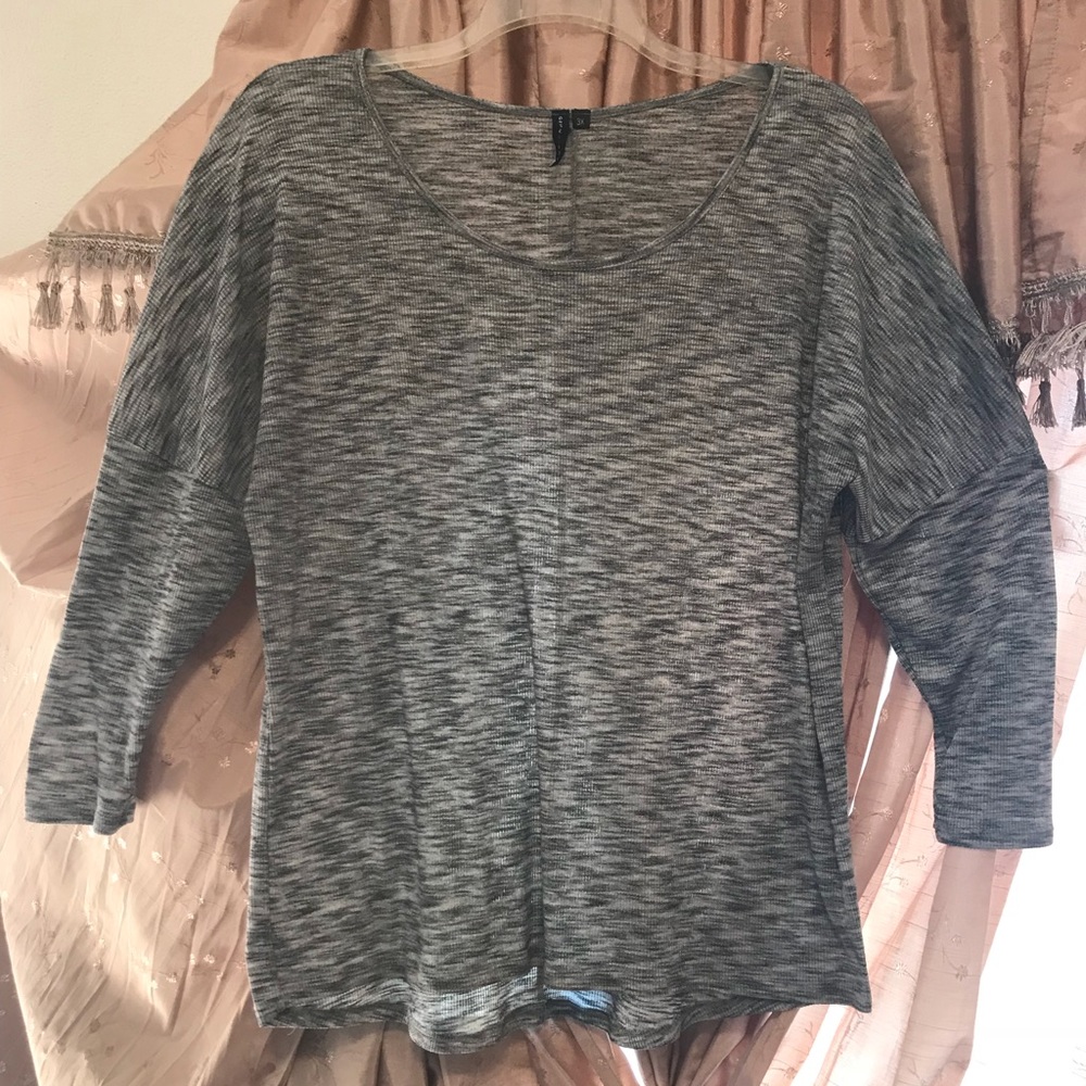 3X light grey 3/4 Sleeve Blouse